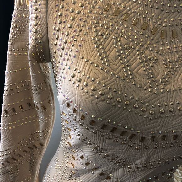 Women's White Embellished Quilted Dress BEBE - Picture 7 of 8